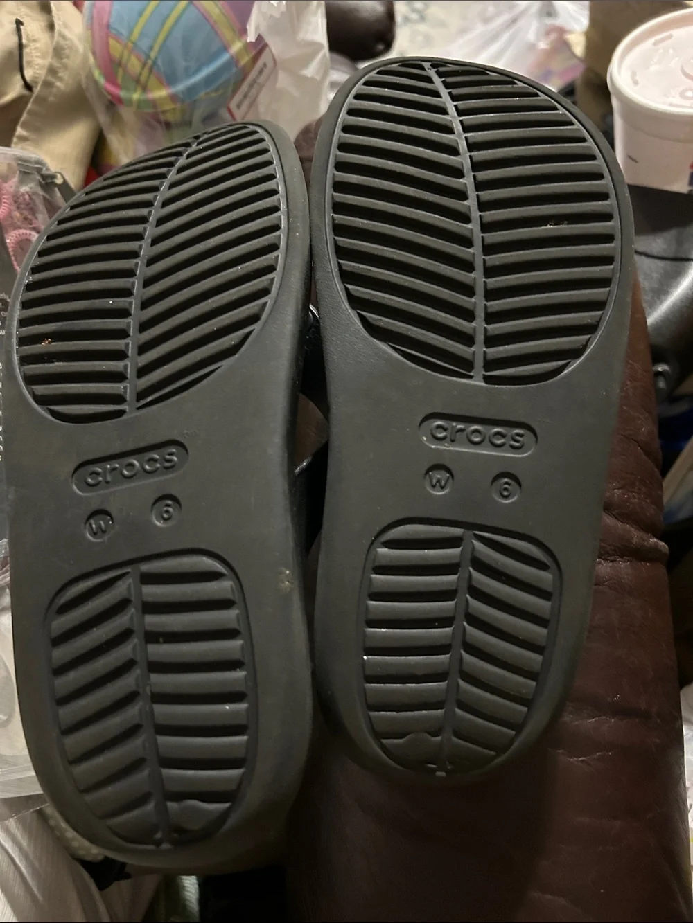 CROCS Getaway Women’s Black Foam Flip Sandal  Ladies’ Woman’s  size 6  EUC